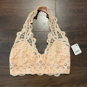 Lace Halter Bralette in Peach